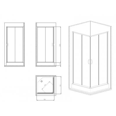 01 Deante Vigo kabina prysznicowa kwadratowa 90 cm chrom/szkło grafitowe KTO441K