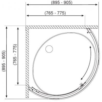 Kabina półokrągła drzwi jednoczęściowe 90 x 90 cm Radaway Diana 30302-01-06