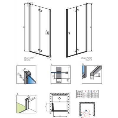 Radaway Nes DWB drzwi prysznicowe 80 cm lewe chrom/szkło przezroczyste 10029080-01-01L