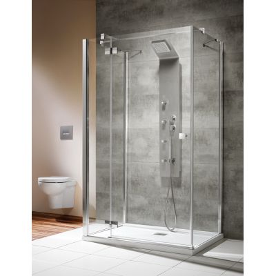 Radaway Almatea KDJ+S drzwi prysznicowe 120 cm ze ścianką stałą lewe chrom/szkło przezroczyste 31542-01-01L1
