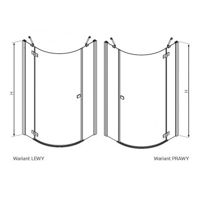 Radaway Almatea PDJ Gold kabina półokrągła drzwi jednoczęściowe 90x90 cm lewa 30602-09-01N