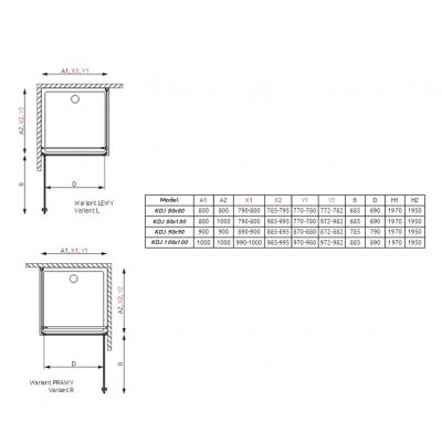Outlet - Radaway Eos KDJ kabina kwadratowa drzwi jednoczęściowe 90x90 cm lewa 37503-01-12NL