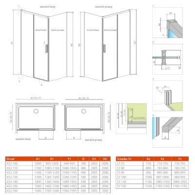 Radaway Idea KDJ drzwi prysznicowe 160 cm do ścianki prawe chrom/szkło przezroczyste 387046-01-01R