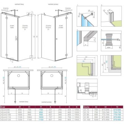 Radaway Torrenta KDJ drzwi prysznicowe 80 cm uchylne lewe chrom połysk/szkło przezroczyste 133380-01-01L