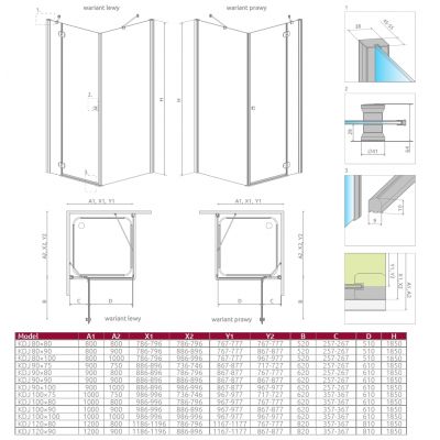 Radaway Torrenta KDJ kabina prysznicowa 80x100 cm prostokątna lewa chrom/szkło przezroczyste 32250-01-01NL