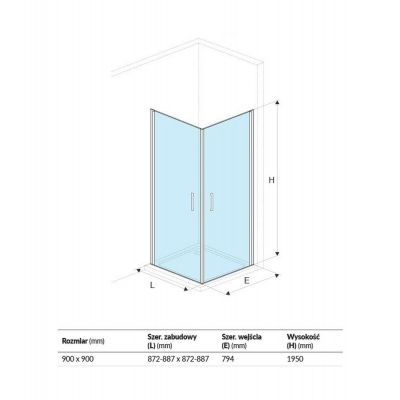 Excellent Mazo kabina przysznicowa 90 cm kwadratowa chrom/szkło przezroczyste KAEX.3022.1010.9090.LP