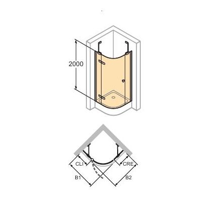 Hüppe Enjoy pure częściowo w ramie 1/4 koła drzwi skrzydłowe 90x90 cm lewe 4T3401.092.322