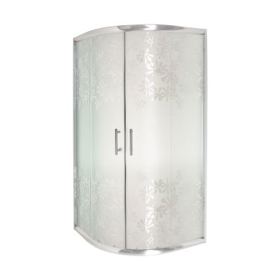 Invena Marbella kabina prysznicowa 90x90 cm półokrągła szkło kwiaty AK-46-193