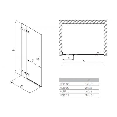 Koło Next drzwi prysznicowe 80 cm wnękowe prawe szkło przezroczyste HDRF80222003R