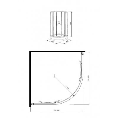 Kabina prysznicowa półokrągła 80 cm Koło Akord RKPG80222005