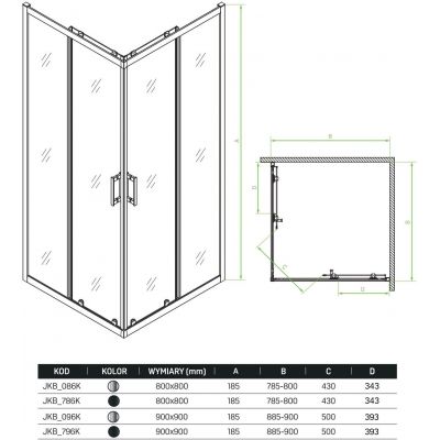 Laveo Bresso kabina prysznicowa 80x80 cm kwadratowa chrom połysk/szkło przezroczyste JKB086K