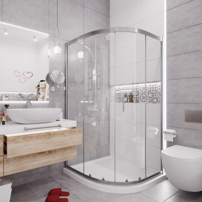 Massi Demi kabina prysznicowa 90 cm półokrągła szkło przezroczyste z brodzikiem MSKP-A511-90