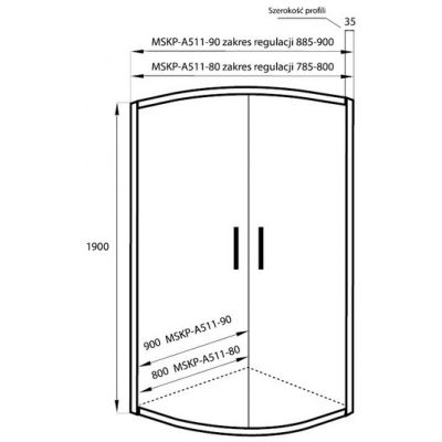 Massi Demi kabina prysznicowa 90 cm półokrągła szkło przezroczyste z brodzikiem MSKP-A511-90