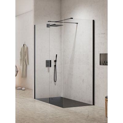 New Trendy New Modus Black kabina prysznicowa Walk-In 140x100 cm czarny półmat/szkło przezroczyste EXK-5638