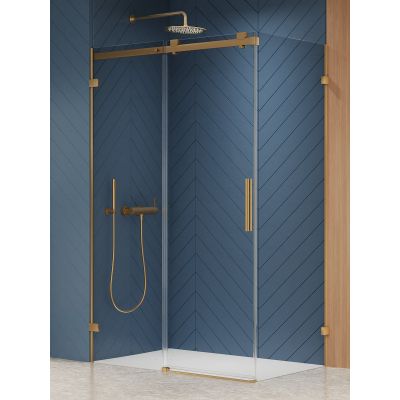 New Trendy Softi X Gold Brushed kabina prysznicowa 120x80 cm prostokątna lewa złoty szczotkowany/szkło przezroczyste EXK-8955