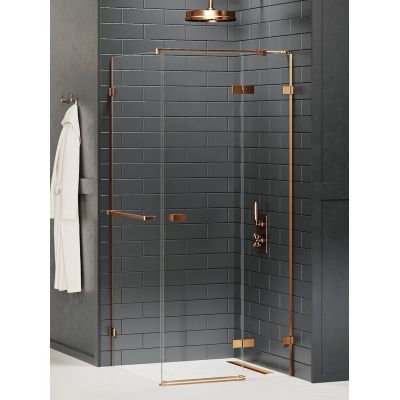 New Trendy Avexa Copper Brushed kabina prysznicowa 100x100 cm kwadratowa prawa miedź szczotkowana/szkło przezroczyste EXK-3650