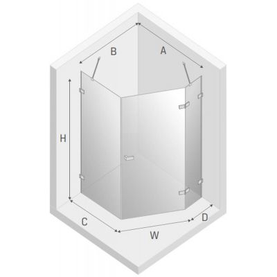 New Trendy Avexa kabina prysznicowa 100x80 cm pięciokątna prawa chrom/szkło przezroczyste EXK-3891
