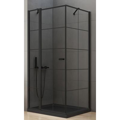 New Trendy New Soleo Black kabina prysznicowa 90 cm kwadratowa lewa czarny półmat/szkło z nadrukiem K-0579