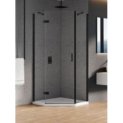 New Trendy New Azura Black kabina prysznicowa 90x90 cm pięciokątna czarny półmat/szkło przezroczyste K-0667