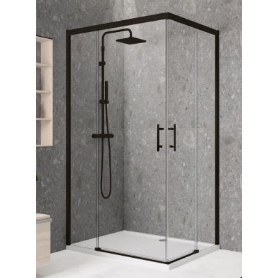 Novellini Kali A-H drzwi prysznicowe 106 cm częściowe 1/2 czarny/szkło przezroczyste KALIAH106L-1H