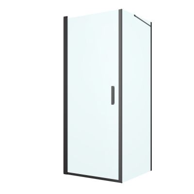 Oltens Rinnan kabina prysznicowa 80x90 cm prostokątna drzwi ze ścianką czarny mat/szkło przezroczyste 20212300