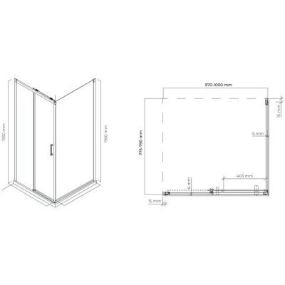 Oltens Breda kabina prysznicowa 100x80 cm prostokątna czarny mat/szkło przezroczyste 20221300