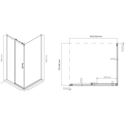 Oltens Breda kabina prysznicowa 110x80 cm prostokątna czarny mat/szkło przezroczyste 20222300