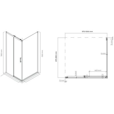 Oltens Breda kabina prysznicowa 100x90 cm prostokątna czarny mat/szkło przezroczyste 20224300