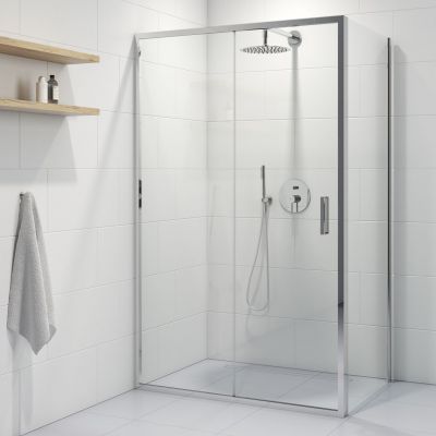 Oltens Fulla kabina prysznicowa 120x80 cm prostokątna drzwi ze ścianką chrom/szkło przezroczyste 20203100
