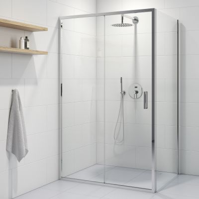 Oltens Fulla kabina prysznicowa 120x90 cm prostokątna drzwi ze ścianką chrom/szkło przezroczyste 20205100