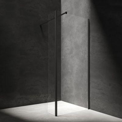 Omnires Marina kabina prysznicowa 110x30 cm typu Walk-In czarny mat/szkło przezroczyste MA1130BLTR
