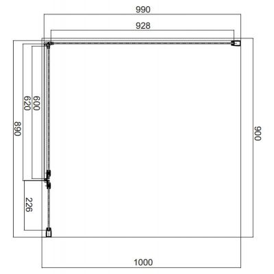 Omnires Manhattan kabina prysznicowa 90x100 cm prostokątna czarny mat/szkło przezroczyste MH9010BLTR