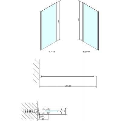 Polysan Easy Line ścianka prysznicowa 70 cm boczna chrom/szkło przezroczyste EL3115