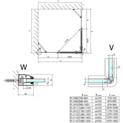Polysan Fortis Line kabina prysznicowa 150x150 cm prostokątna chrom/szkło przezroczyste FL1115LFL1115R