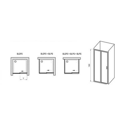Ravak Blix BLDP2-100 drzwi prysznicowe 100 cm przesuwne polerowane aluminium/szkło grape 0PVA0C00ZG