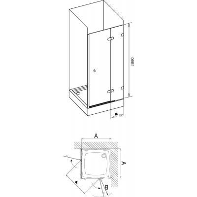 01 Ravak Brillant drzwi prysznicowe 2-częściowe BSD2-90 B-P BSD2 0UP7BA00Z1