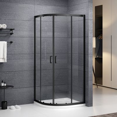 Roth Albis Black kabina prysznicowa 90x90 cm półokrągła czarny mat/szkło przezroczyste N0787