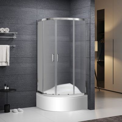 Roth Mundis kabina prysznicowa 80x80 cm półokrągła chrom połysk/szkło ze wzorem N0804