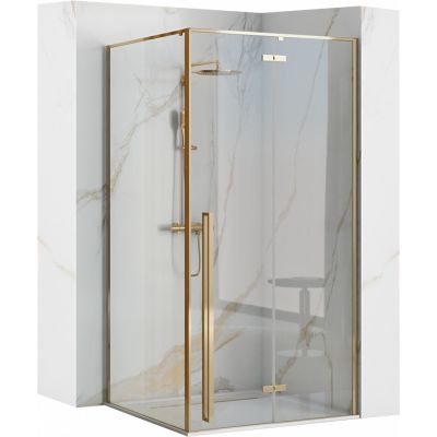 Rea Fargo Gold kabina prysznicowa 90x90 cm kwadratowa złoty/szkło przezroczyste REA-K4903