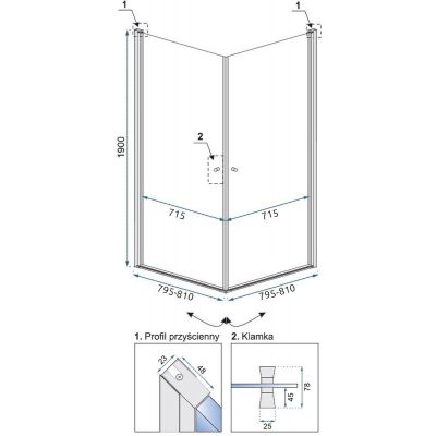 Rea Easy Space N2 kabina prysznicowa 80 cm kwadratowa szło przezroczyste REA-K5413