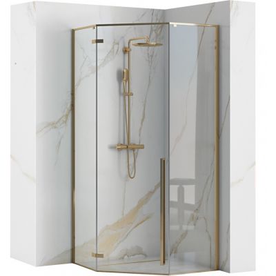 Rea Diamond Gold kabina prysznicowa 90x90 cm pięciokątna złoty/szkło przezroczyste REA-K4904