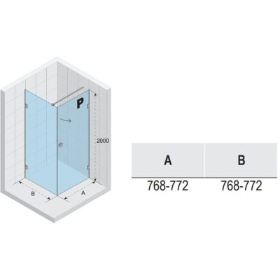 Riho Scandic NXT X201 kabina prysznicowa 80x80 cm kwadratowa prawa chrom błyszczący/szkło przezroczyste G001032120