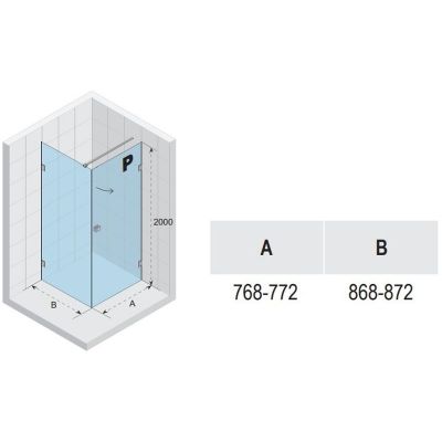 Riho Scandic NXT X201 kabina prysznicowa 80x90 cm prostokątna prawa chrom błyszczący/szkło przezroczyste G001034120
