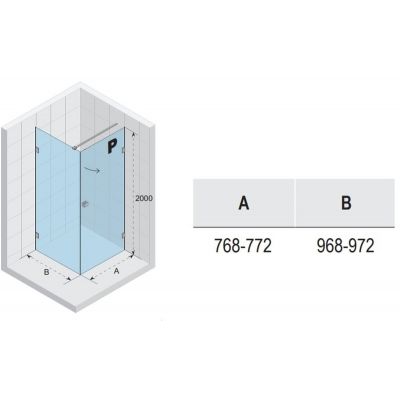 Riho Scandic NXT X201 kabina prysznicowa 80x100 cm prostokątna prawa chrom błyszczący/szkło przezroczyste G001036120