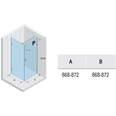 Riho Scandic NXT X201 kabina prysznicowa 90x90 cm kwadratowa prawa chrom błyszczący/szkło przezroczyste G001040120
