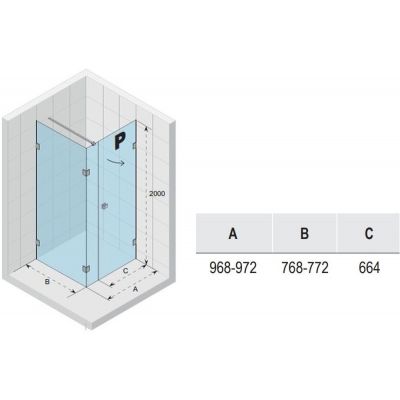 Riho Scandic NXT X204 kabina prysznicowa 100x80 cm prostokątna prawa chrom błyszczący/szkło przezroczyste G001082120