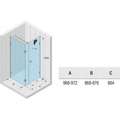 Riho Scandic NXT X204 kabina prysznicowa 100x90 cm prostokątna prawa chrom błyszczący/szkło przezroczyste G001084120