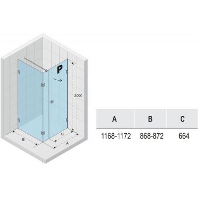 Riho Scandic NXT X204 kabina prysznicowa 120x90 cm prostokątna prawa chrom błyszczący/szkło przezroczyste G001086120
