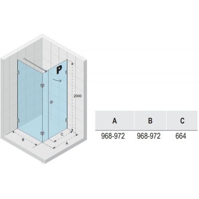 Riho Scandic NXT X204 kabina prysznicowa 100x100 cm kwadratowa prawa chrom błyszczący/szkło przezroczyste G001092120