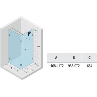 Riho Scandic NXT X204 kabina prysznicowa 120x100 cm prostokątna prawa czarny mat/szkło przezroczyste G001094121